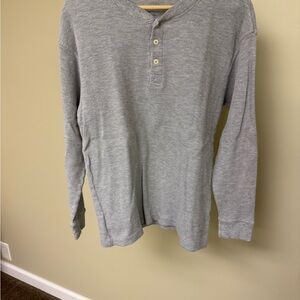 Gray Long Sleeve Henley Shirt